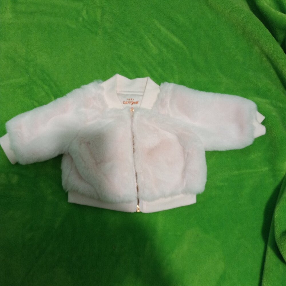 Cat & Jack Pink Faux Fur Toddler Bomber Jacket Size 0-3 Months